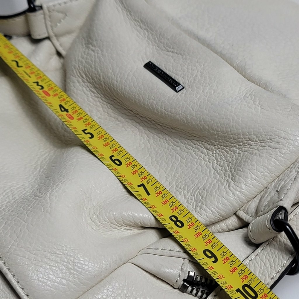 Rebecca Minkoff Julian Gray Leather Medium Backpack Pebbled White Cream - Picture 9 of 12